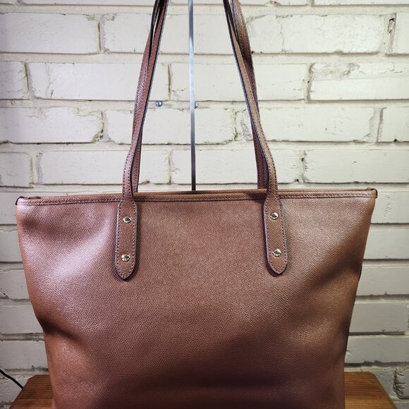 Euc Coach City Zip Top Brown Leather Shoulder Bag w/Wallet Purse - Picture 4 of 16